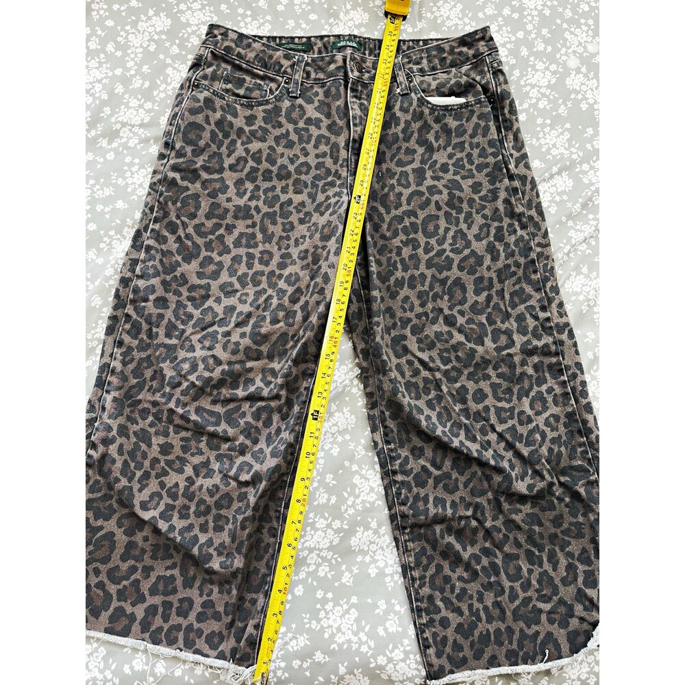 Wild Fable Low Rise Baggy Wide Leg Leopard Print Gray Black Denim Jeans 8/10